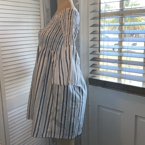 SAM EDELMAN Metallic StripeOff the Shoulder Dress - Picture 9 of 12